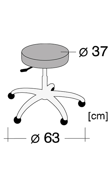 Technische Zeichnung cosmos Drehstuhl mit Bemaßung